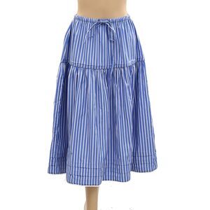 Kerri Rosenthal Striped Printed Midi Skirt Pleated High Waist Pull On XS 284642